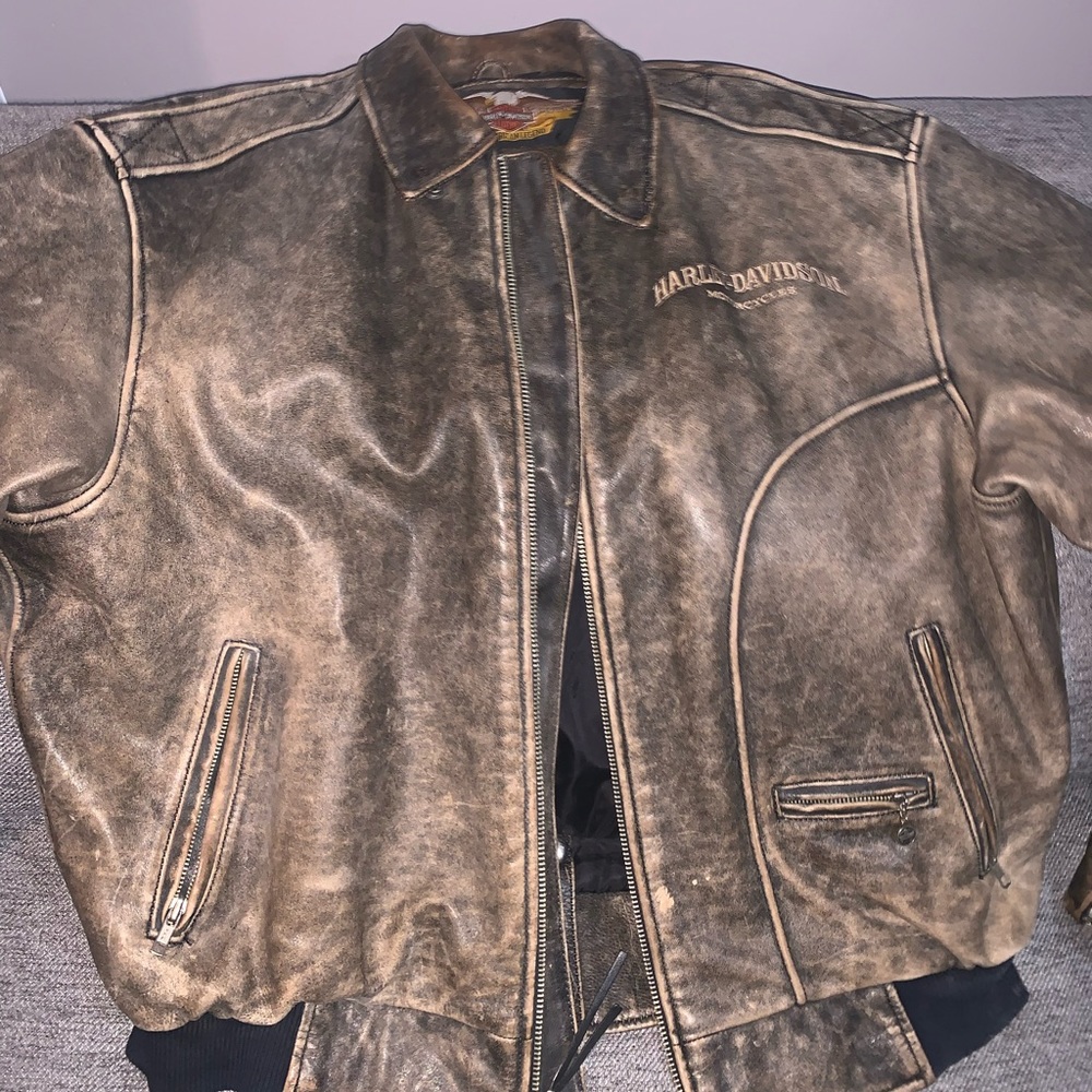 Vintage Harley Davidson Leather Bomber